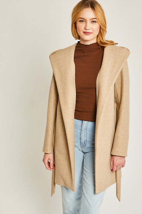 JQ Fleece Belted Hoodie Coat | S-XL