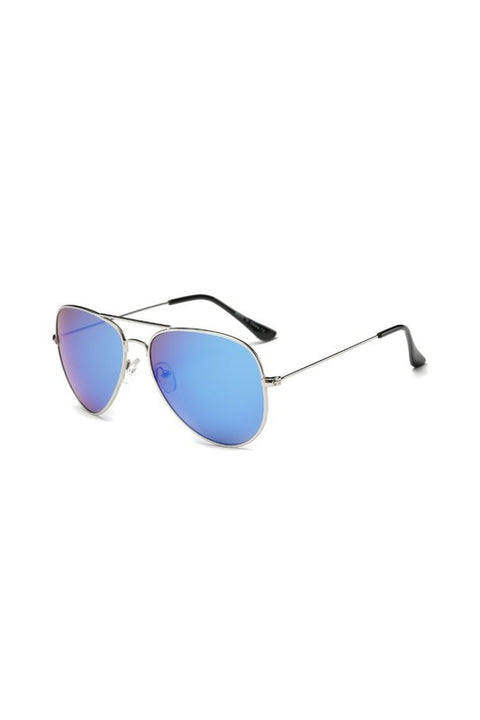 Classic Aviator UVA and UVB Sunglasses - silver/blue