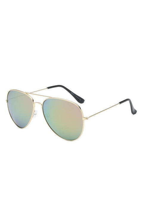 Classic Aviator UVA and UVB Sunglasses - peach/green