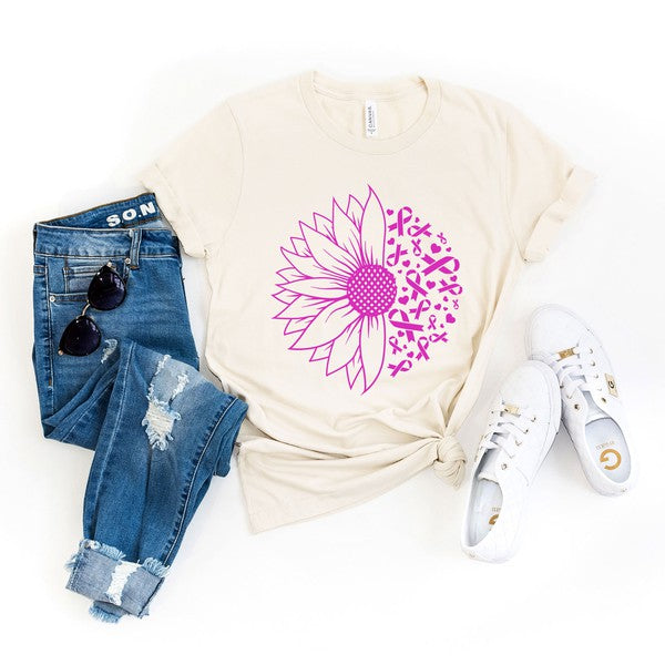 Sunflower Breast Cancer Short Sleeve Graphic Tee | XS-2XL