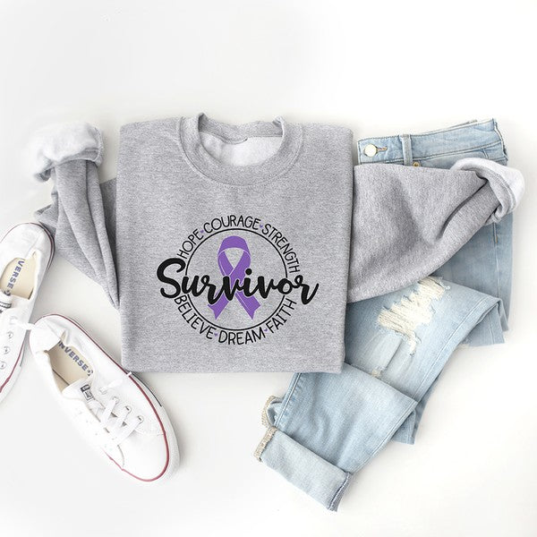 Purple Cancer Survivor Circle Graphic Sweatshirt | S-2XL