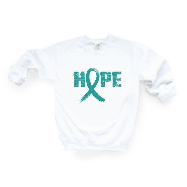 Teal Hope Ribbon Graphic Sweatshirt
