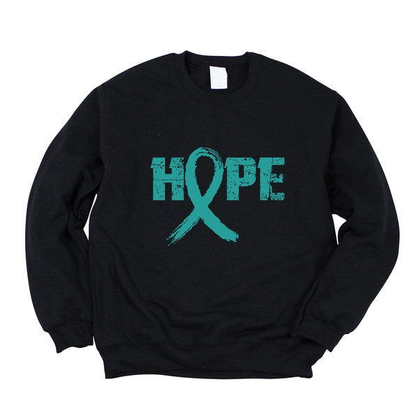 Teal Hope Ribbon Graphic Sweatshirt