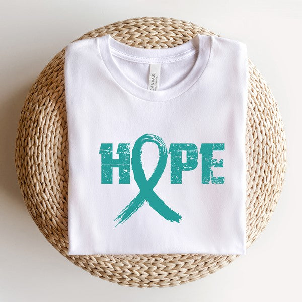 Teal Hope Ribbon Short Sleeve Graphic Tee | XS-2XL
