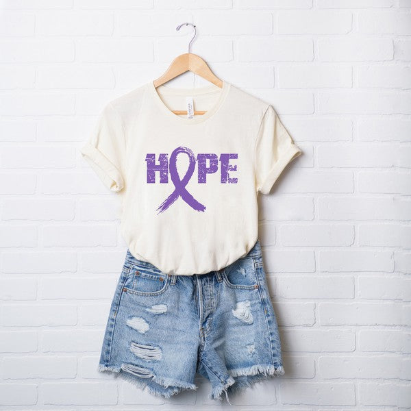 Purple Hope Ribbon Short Sleeve Graphic Tee | XS-2XL