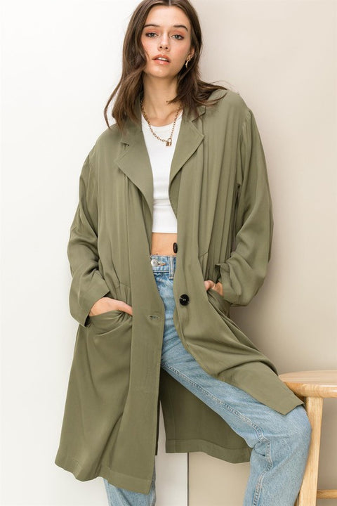 Right Round Button Front Oversized Coat | S-L
