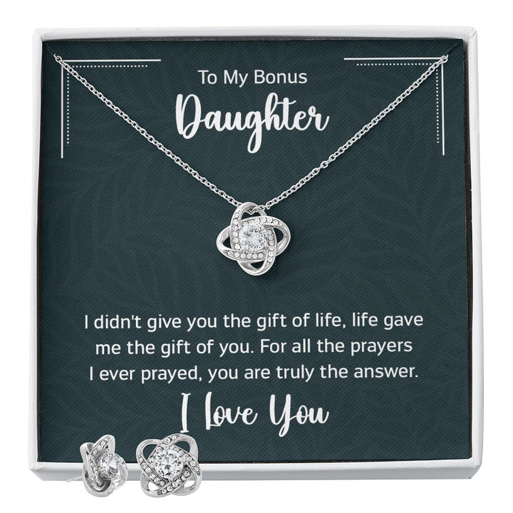 To My Bonus Daughter - Love Knot Earring & Necklace Set