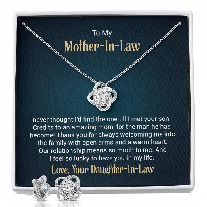 To My Mother-In-Law - Love Knot Earring & Necklace Set