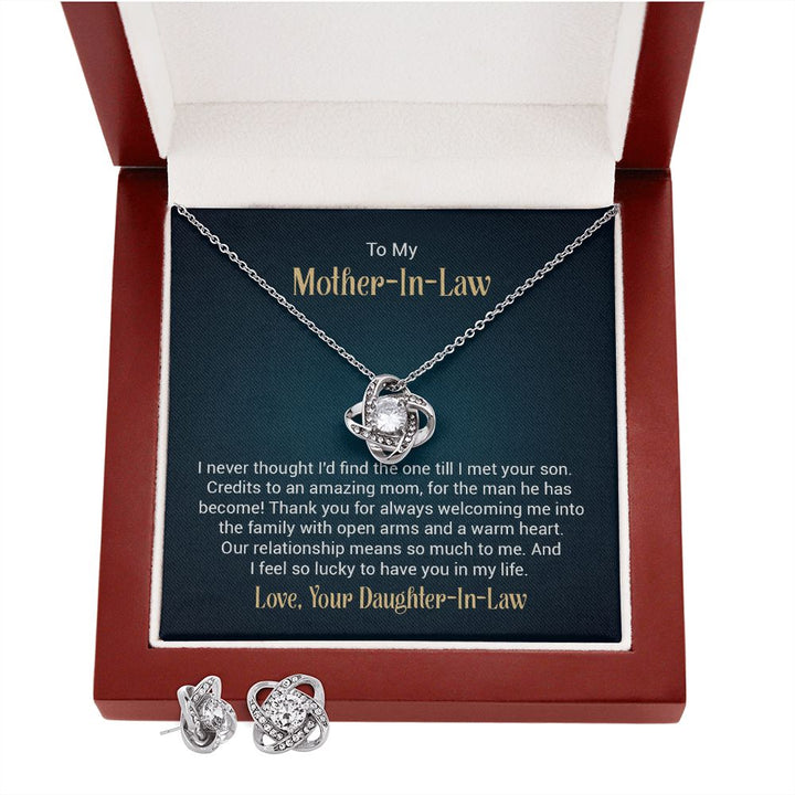 To My Mother-In-Law - Love Knot Earring & Necklace Set