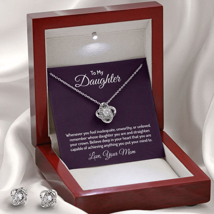 To My Daughter - Love Knot Earring & Necklace Set