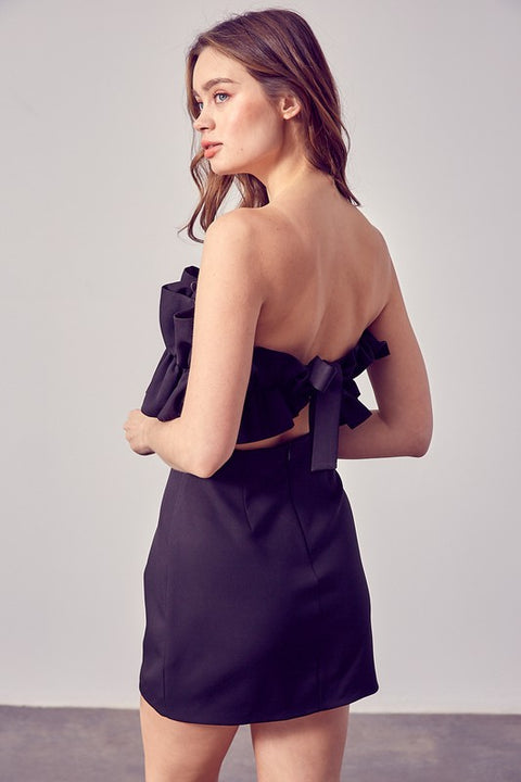 Open Shoulder Ruffle Detail Dress | S-L