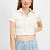 Button Up Collared Top with Shirring Detail | S-L