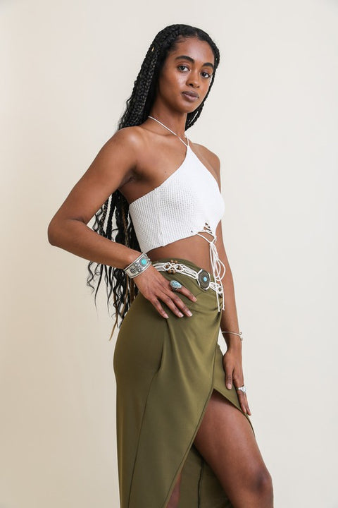 Every Day Lace-Up Halter Knit Bralette | S-L