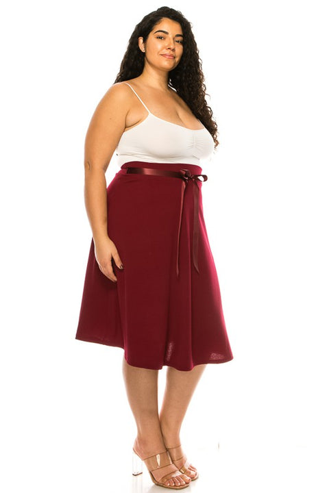 Plus size, solid, A-line, knee length skirt | XL-3XL