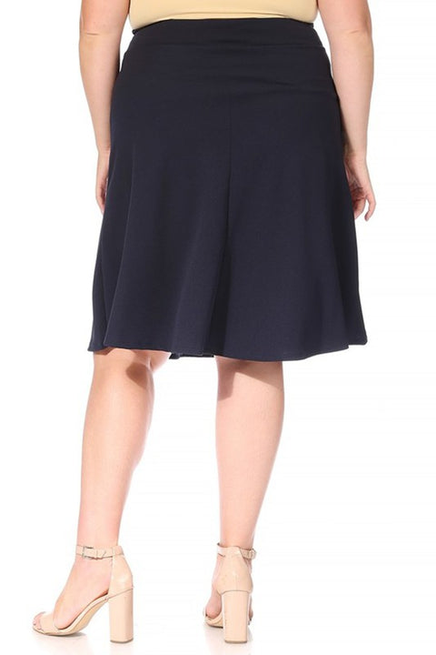 Plus size, solid, A-line, knee length skirt | XL-3XL