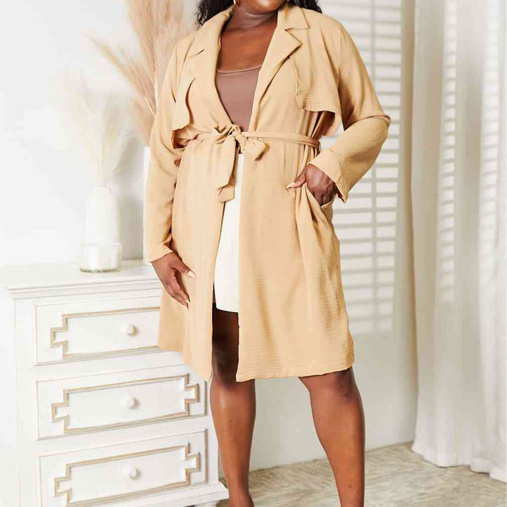 Culture Code Full Size Tied Trench Coat with Pockets | S-3XL