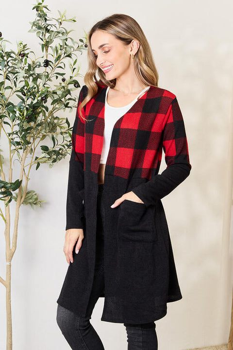 Heimish Full Size Plaid Open Front Cardigan | S-3XL