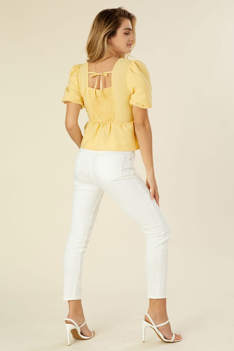 Bubbles Sleeved Blouse with Peplum | S-XL