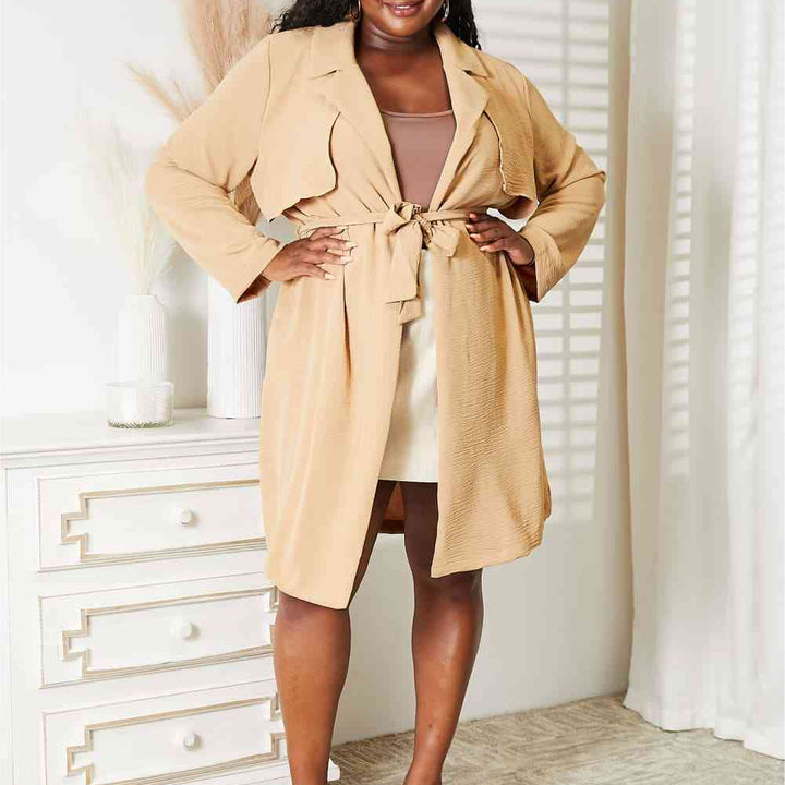 Culture Code Full Size Tied Trench Coat with Pockets | S-3XL