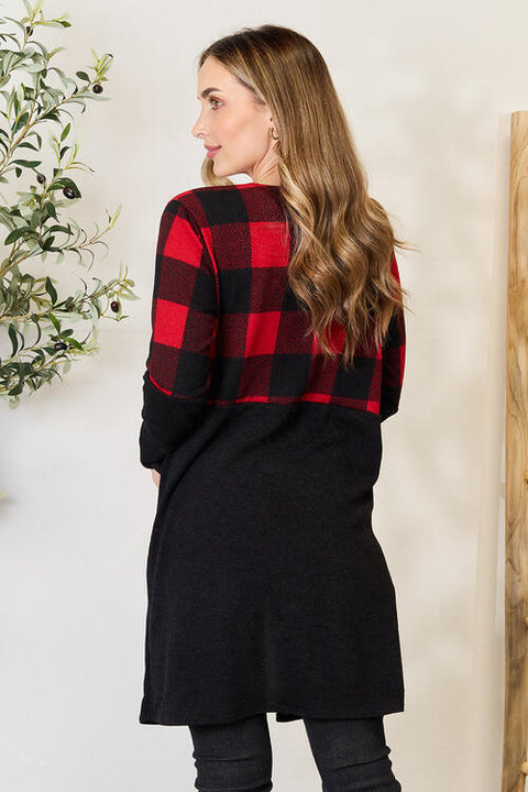 Heimish Full Size Plaid Open Front Cardigan | S-3XL