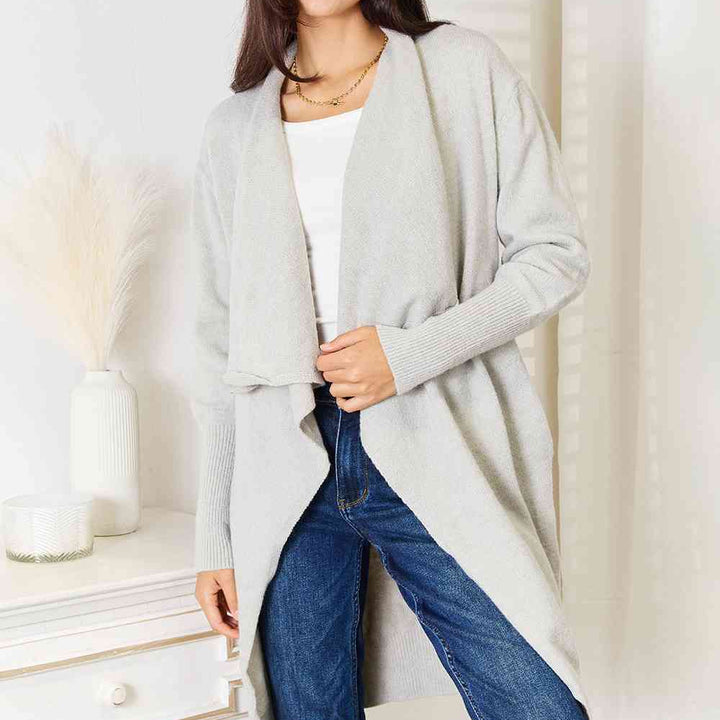 Double Take Open Front Duster Cardigan with Pockets | S-XL